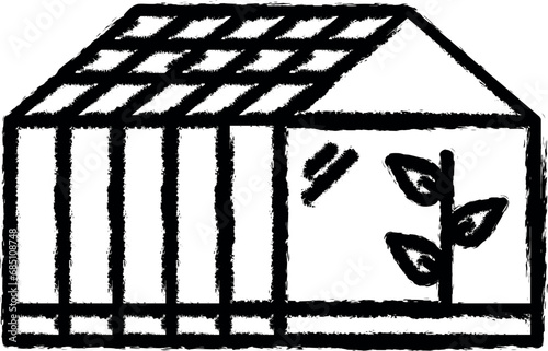 Greenhouse vector icon in grunge style