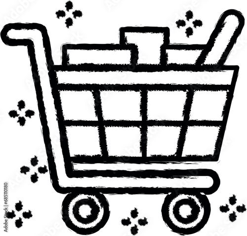 Trolley products vector icon in grunge style