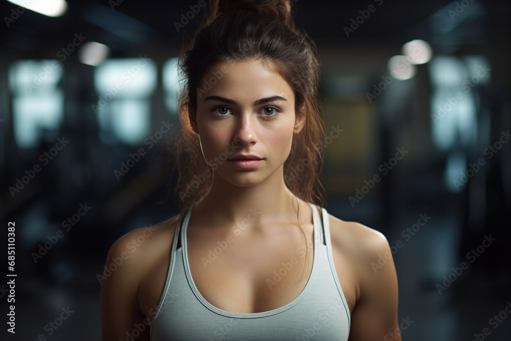 Strong sporty woman professional trainer in gym generative ai concept