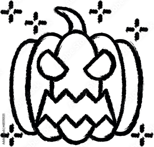 Halloween fear horror pumpkin scary spooky vector icon in grunge style