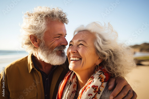 Generative ai picture portrait of beautiful cheerful people married pensioners traveling together