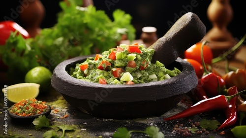 preparation cooking mexican food molcajete illustration spices ingredients, recipes traditional, cuisine salsa preparation cooking mexican food molcajete photo