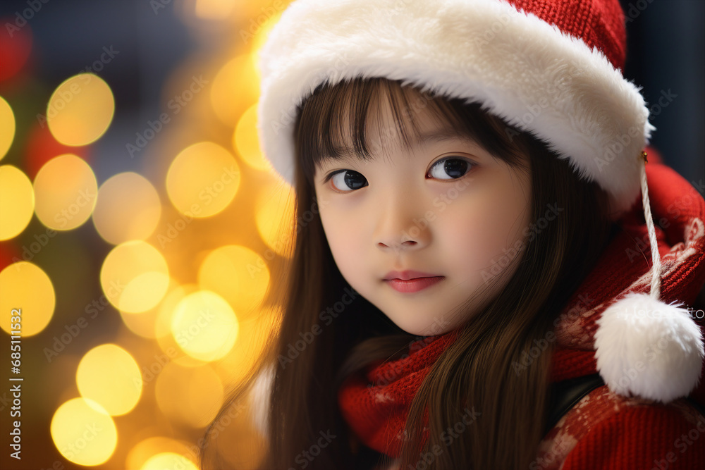 Adorable small child Christmas lover play new year fair market Generative AI technology picture Adorable small child Christmas lover play new year fair market Generative AI technology picture