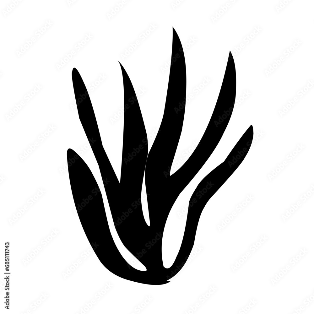 sea corals and seaweed black silhouette sea corals and seaweed black silhouette