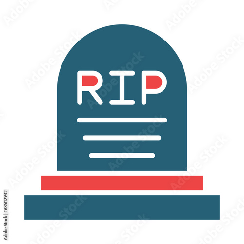 Grave Glyph Two Color Icon Design