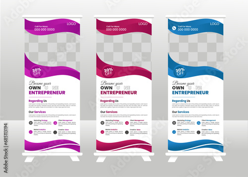 modern Corporate rollup banner template. Business Roll up banner stand template design.