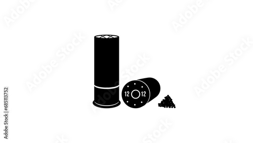 Vintage shotgun ammo, Black Isolated Silhouette
