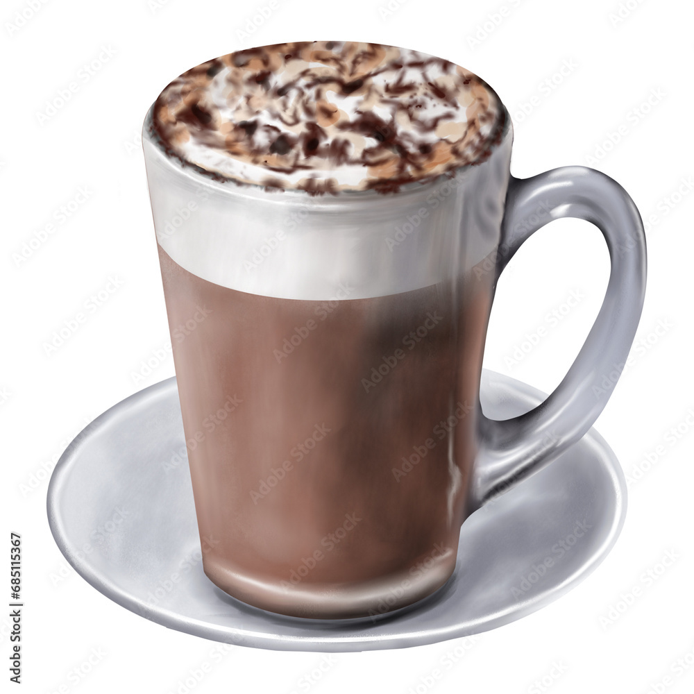 Coffee latte in a glass isolated on transparent background Coffee latte in a glass isolated on transparent background