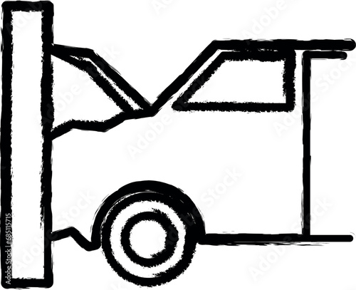 car accident line vector icon in grunge style