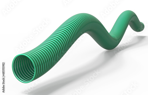suction hose pipe.green pipe.3D Rendering photo