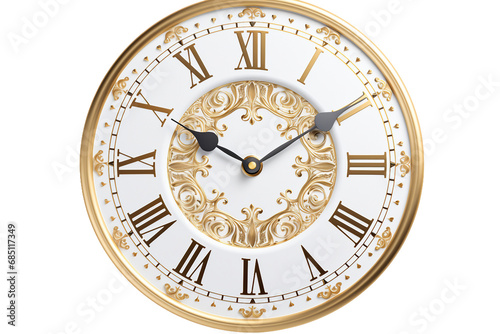Classic Countdown Roman Numeral Clock on a transparent background photo