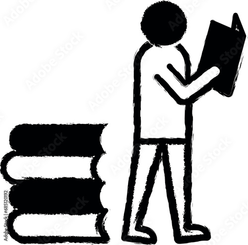 book read vector icon in grunge style