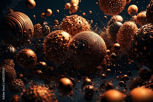Dive into the mesmerizing world of an abstract 3D render featuring intricate spheres of particlesa?"an artistic exploration of form and space.