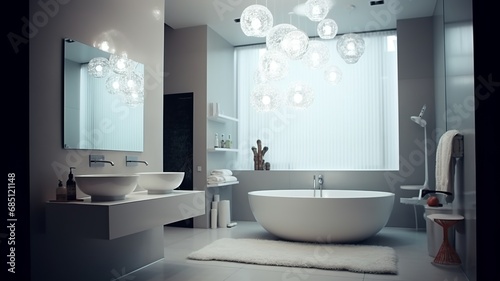 beautiful  modern bathroom with mood lighting