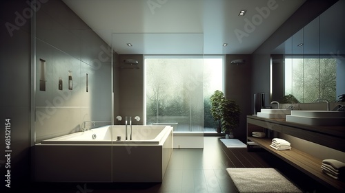 beautiful  modern bathroom with mood lighting