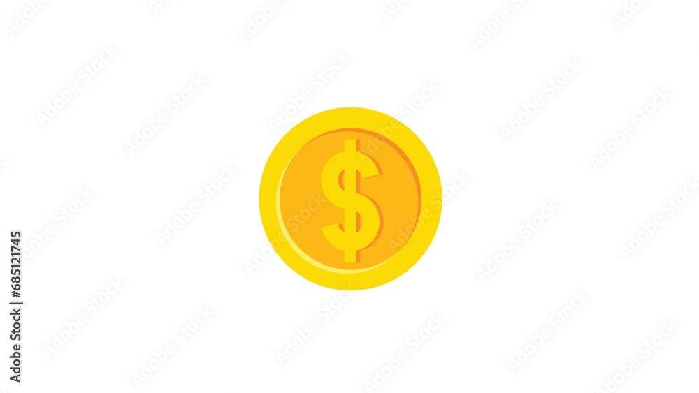 dollar coin exchange Pop up animation. Cartoon Movement, with white screen background.4k dollar coin exchange Pop up animation. Cartoon Movement, with white screen background.4k