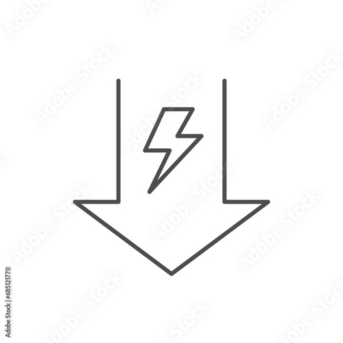 Energy consumption reduction line icon photo