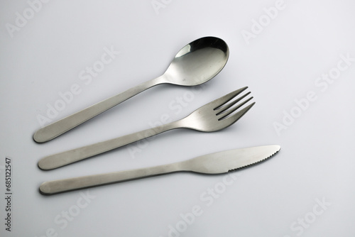 Fork, knife and spoon isolated. Cutlery on white background.