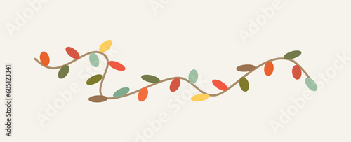 Element of winter set in flat cartoon design. Demonstration of the magic of Christmas in this vibrant illustration, where bright garland becomes a visual feast. Vector illustration.