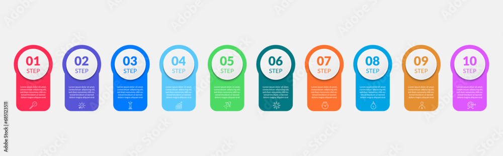 Vector Infographic design business template with icons and 10 options or steps. - obrazy, fototapety, plakaty 