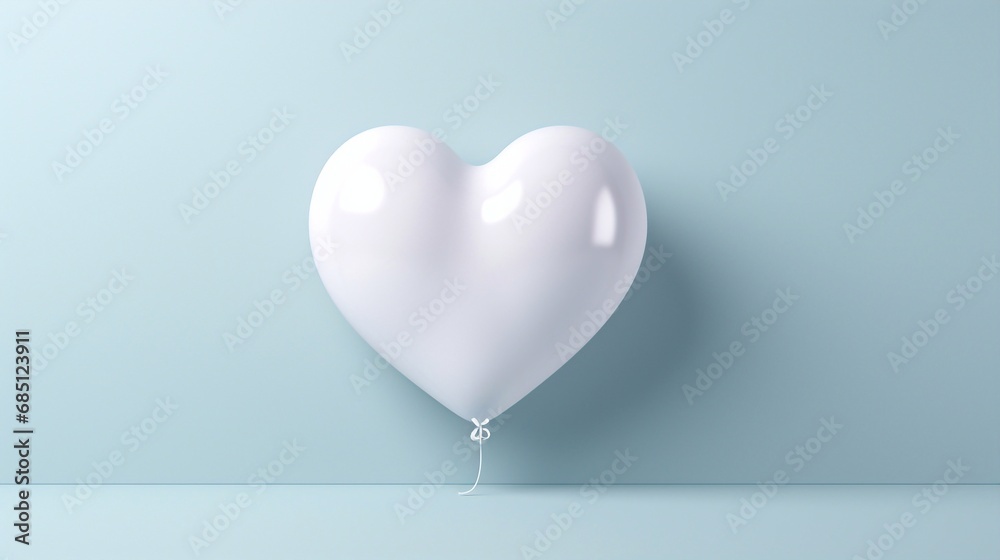 Balloon decoration elements. Presentation mock up template banner blue background with empty space. 3d render for Valentine's Day, birthday, baby celebration, holiday, wedding