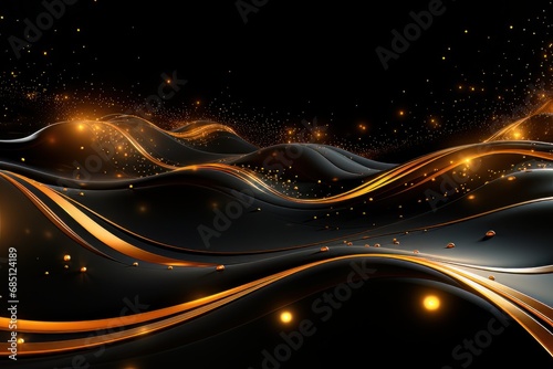 Swirling black and gold abstract pattern, perfect for luxurious branding and opulent design elements.