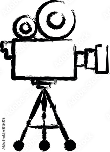 foot camera outine logo style vector icon in grunge style
