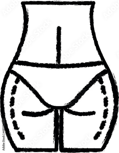 buttocks vector icon in grunge style