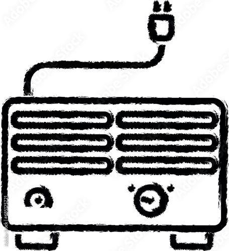 convector, electric, heater vector icon in grunge style