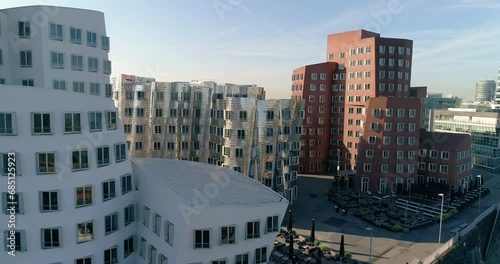 Aerial view of the Skyline of Düsseldorf Medienhafen