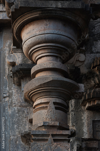 Beautiful Pillar of Kopeshwar Mahadev Mandir or Temple, Khidrapur, Maharashtra, India, Asia.