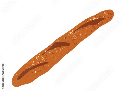 Freshly baked baguette vector illustration isolated on white