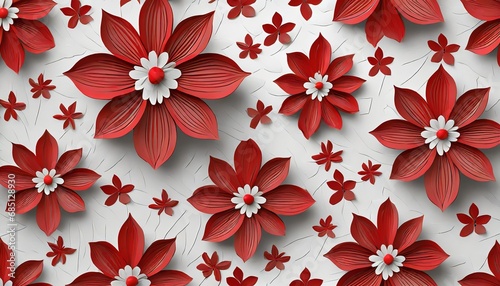 red flowers on a white background generative ai