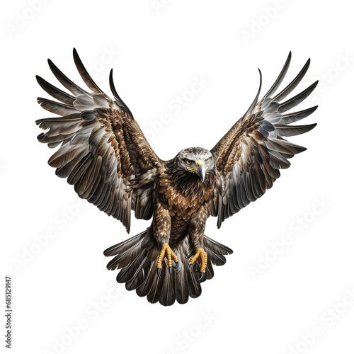 Red tailed hawk eagle a large bird of prey flying through transparent background  © Rehana