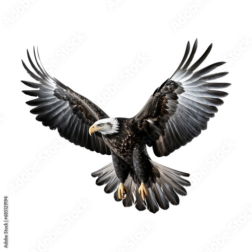 Bald eagle in flight isolated on white background transparent background © Rehana