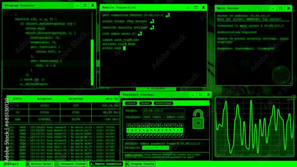 Hacker computer screen matrix