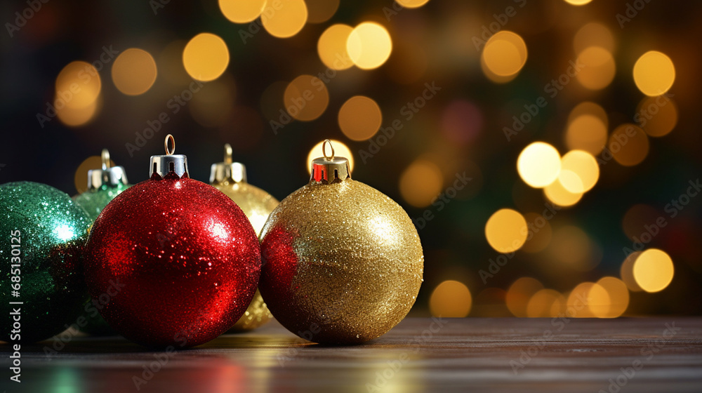 Colorful christmas balls on bokeh background with copy space Colorful christmas balls on bokeh background with copy space