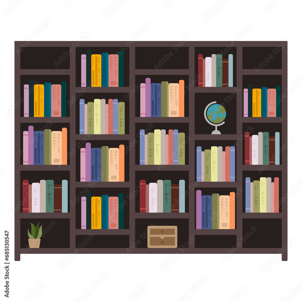 Hand drawn bookshelf clipart