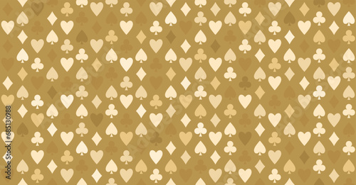 Gold seamless pattern with card suits