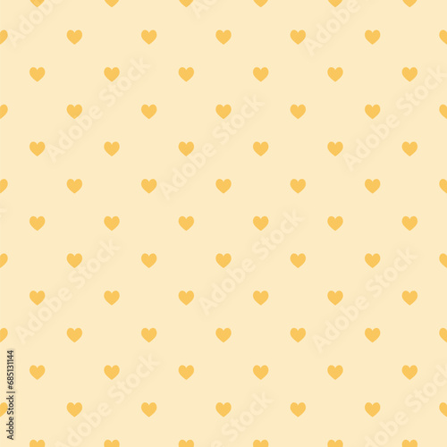 Gold heart polka pattern - vector background. Classic fashion pattern - retro textile design.