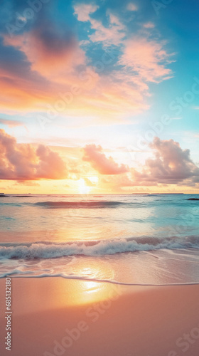 Beautiful sunset on the beach. Seascape. Nature background. © Art AI Gallery