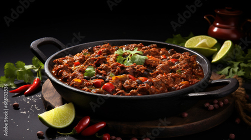 Chili con carne in iron pan