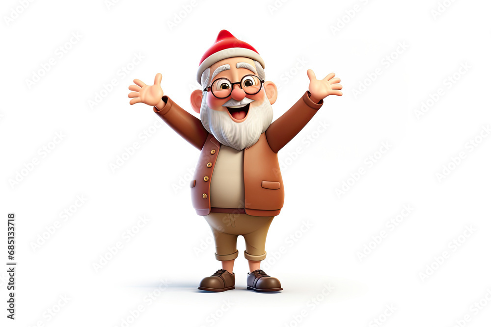 Cute 3d cartoon Santa Claus on white background Cute 3d cartoon Santa Claus on white background