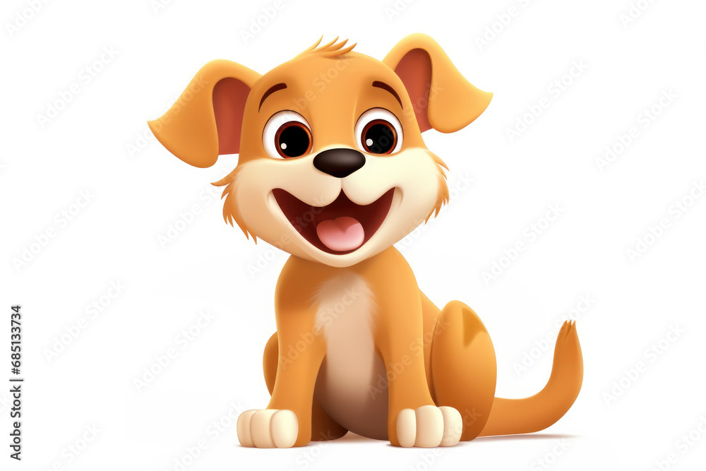Obraz premium Happy cartoon dog on white background