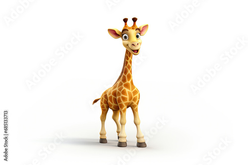 Cute 3d cartoon giraffe isolated on white background