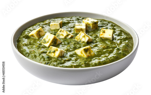 Paneer in Spinach Gravy On Isolated Background