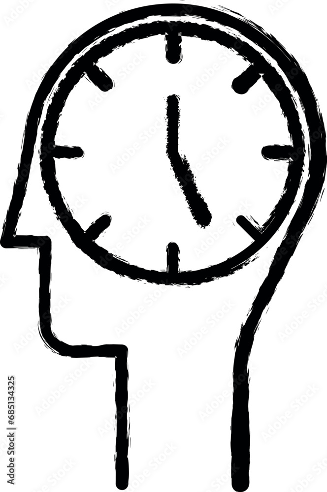 Time management, mind, time, clock, hour vector icon in grunge style Time management, mind, time, clock, hour vector icon in grunge style