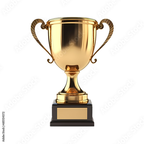 Gold trophy isolated on transparent background