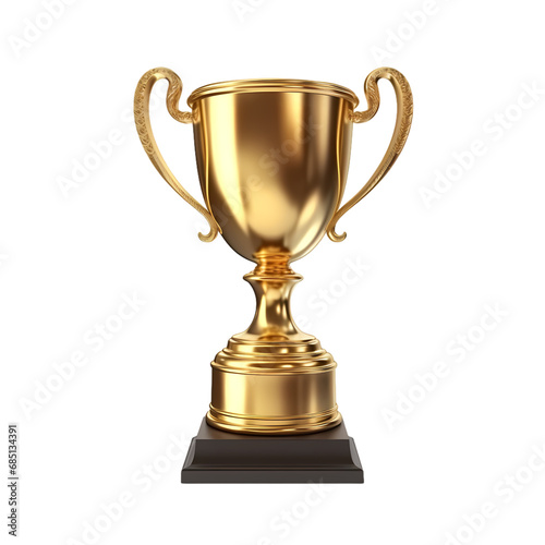 Gold trophy isolated on transparent background