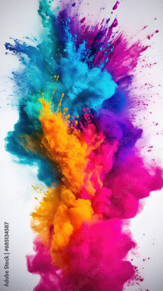Colorful abstract paint explosion isolated on white background. Abstract colored background. Colorful abstract paint explosion isolated on white background. Abstract colored background.